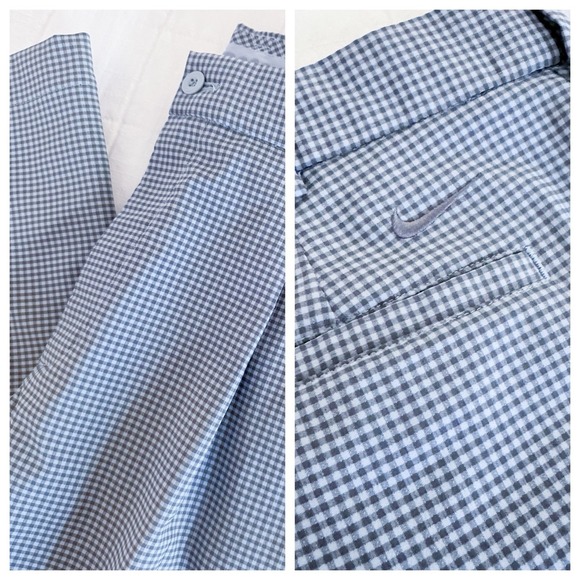 Nike Golf Pants Mens 38x32 Blue Gingham Dri Fit Dry Stretch Performance Chino - Picture 1 of 10